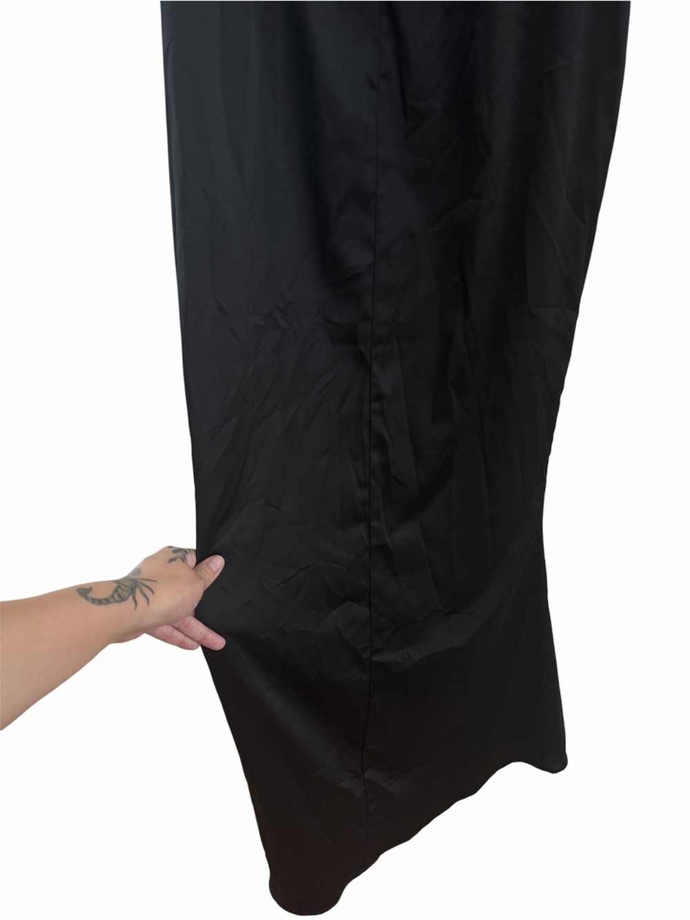 Meshki Everly Off Shoulder Organza Satin Black Maxi Dress - Picture 13 of 16
